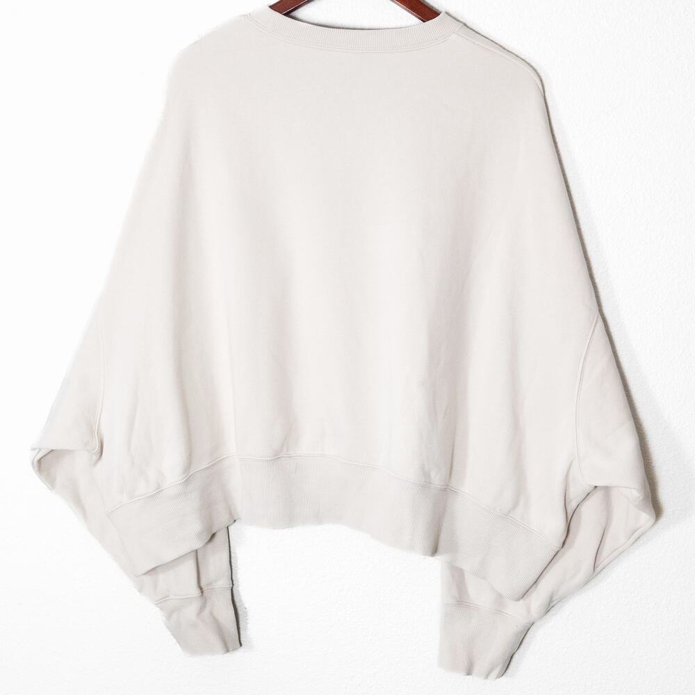 Nike Cropped Oversized Sweatshirt Cream Size XL Sporty Minimal - Picture 2 of 7